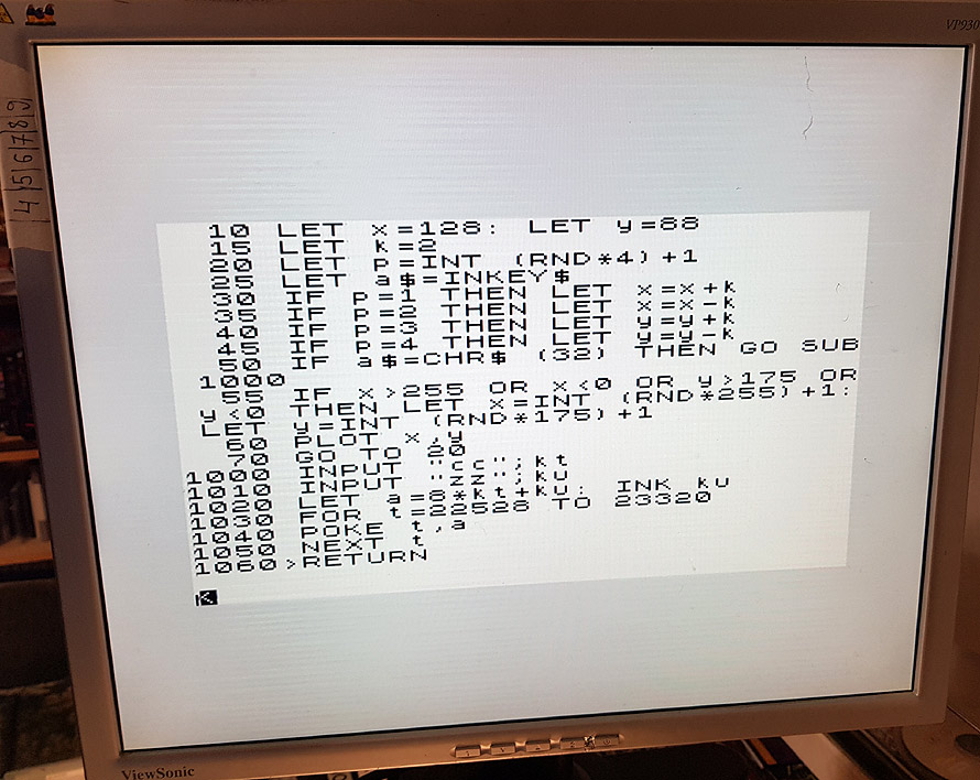 ZX basic is working- small bugs in leftmost pixel