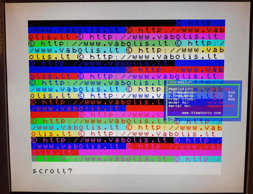 All color modes and VGA monitor screen
