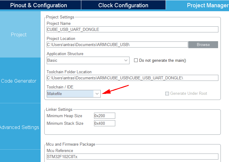 STM32CubeMX USB CDC COM dongle