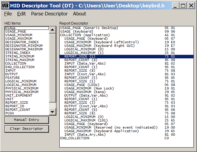 HID descriptor creator