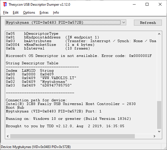 USB descriptor dumper