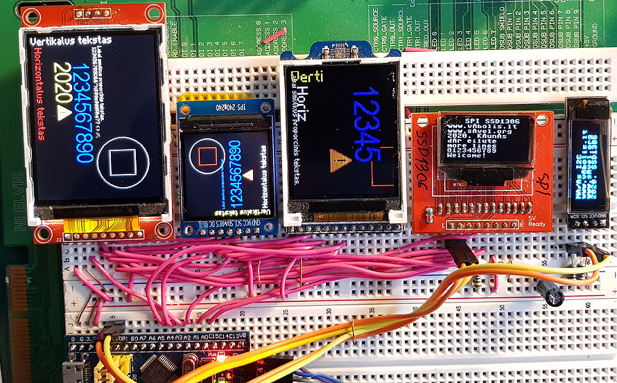 LCD SPI I2C color screens gcc library for STM32F103 ARM bluepill